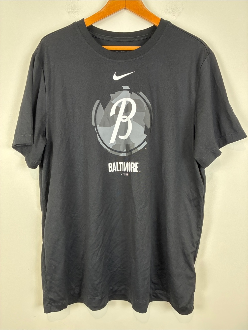 Nike Men’s XL Black Baltimore Graphic Short Sleeve Tee Dri-fit MLB Orioles